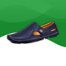 Orthopedic slippers styled as navy blue moccasins for men.